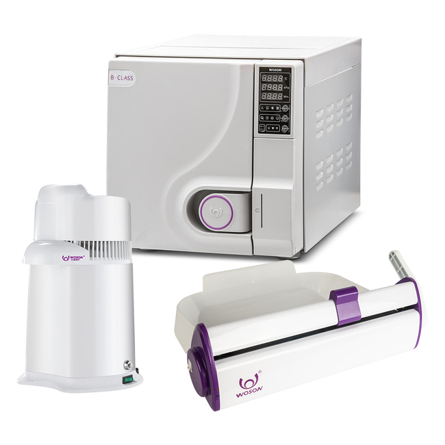 Комплект Woson: автоклав TANZO C12 (12 л) + дистиллятор Drink (4 л) + запечатывающее устройство SEAL 100 (SELINA) | Woson (Китай)
