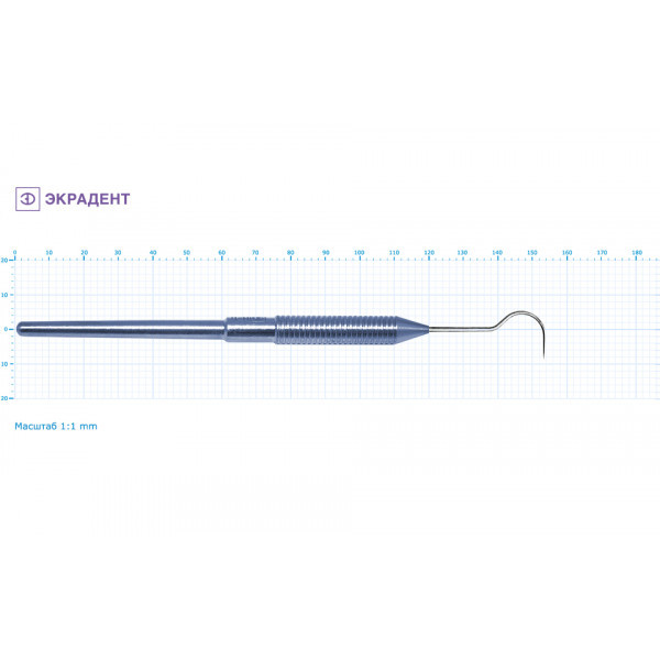 01-08 - зонд стоматологический серповидный большой, Экрадент (Россия)