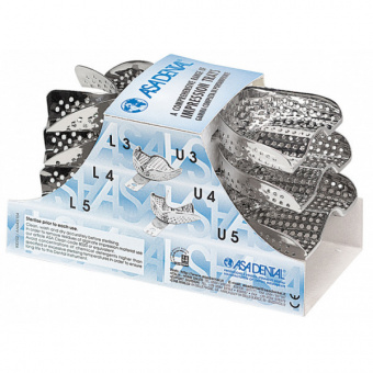 Ложка слепочная, набор 6 штук, с перфорацией без бортиков, Asa Dental (Италия)